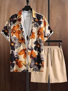 ชุดลำลองผู้ชายคุณภาพสูง แบบสองชิ้น พิมพ์ลายตามสั่ง เสื้อแขนสั้นสำหรับฤดูร้อน ชุดกีฬา พร้อมกางเกงขาสั้น ผลิตด้วยวิธีการถักทอ - Product Image 5