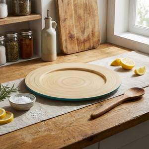 Assiette de présentation en bambou tressé, vaisselle, prix abordable, écologique, diamètre 350 mm, épaisseur 2 cm, couleur personnalisable, décoration de table - Product Image 6