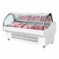 Vitrina Refrigerada Comercial para Carne con Cubierta de Vidrio Curvo y Control Inteligente de Temperatura para Exhibición de Carne en Supermercados