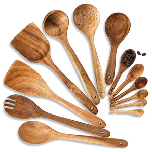 Suministro a granel de utensilios de cocina de madera natural al mejor precio utensilios de madera de acacia personalización aceptar - Product Image 1