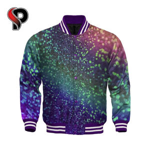 Chaqueta de béisbol de satén para hombre, ropa deportiva de invierno con adorno a rayas, decoración de sublimación, chaqueta de bombardero de lona - Product Image 2