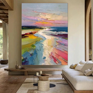 Handmade Oil Painting Seascape <b>Canvas</b> Art With <b>Frame</b> Contemporary Style Indoor Wall Decor - Product Image 2