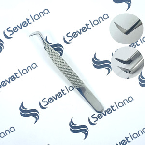 Custom Logo Bulk Private Label Precision Anti-Static Lash <b>Extensions</b> Tweezers Set Gold Finish Stainless Steel Box Curved - Product Image 2