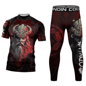 Bulk MMA Rashguard Set <b>Men</b> <b>Compression</b> <b>Shirt</b> Pants Quick Dry Breathable Eco-Friendly UPF50+ Front BJJ Gym Workout Fitness - Product Image 3