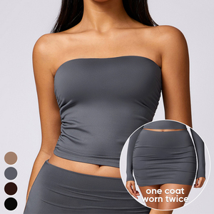 Vente en gros d'ensembles de yoga décontractés pour femmes vêtements d'entraînement à séchage rapide hauts de sport en V profond - Product Image 6