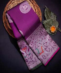 Sari de lino moderno para festivales con trabajo de secuencia y bordado Zari para bodas y fiestas Número de modelo Fancy - Product Image 4