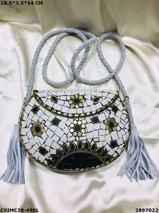 Pochette de soirée en mosaïque en métal de créateur fait à la main sac à main élégant pour fêtes sacs à main pour dames - Product Image 4