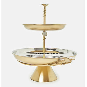 Soporte de pastel de madera decorativo precio barato forma redonda dorada diseño árabe islámico - Product Image 6