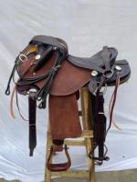 Ensemble de selle western en cuir véritable de qualité supérieure, décoré |   Ensemble de matériel en acier inoxydable façonné à la main, sans clous, pour l'équitation