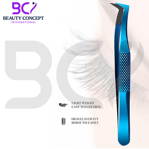 Pinzas injertadas de extensión de pestañas de acero inoxidable para uso en salón de belleza de Color azul ligero recto curvo 2025 - Product Image 2