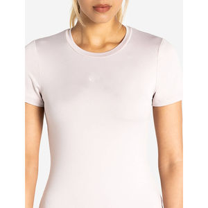 T-shirt pour femme en coton gris clair d'hiver personnalisé, respirant, extensible, manches courtes, col rond, yoga, 100% coton, séchage rapide, anti-boulochage - Product Image 2