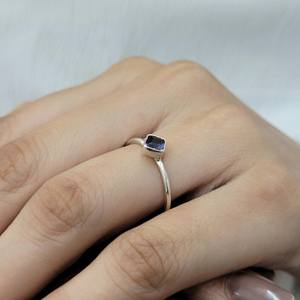 Handmade 925 Sterling Silver Natural Amethyst <b>Quartz</b> 5x5mm Square Bezel <b>Ring</b> Setting Minimalist Gemstone Jewelry Gifts for Women - Product Image 6