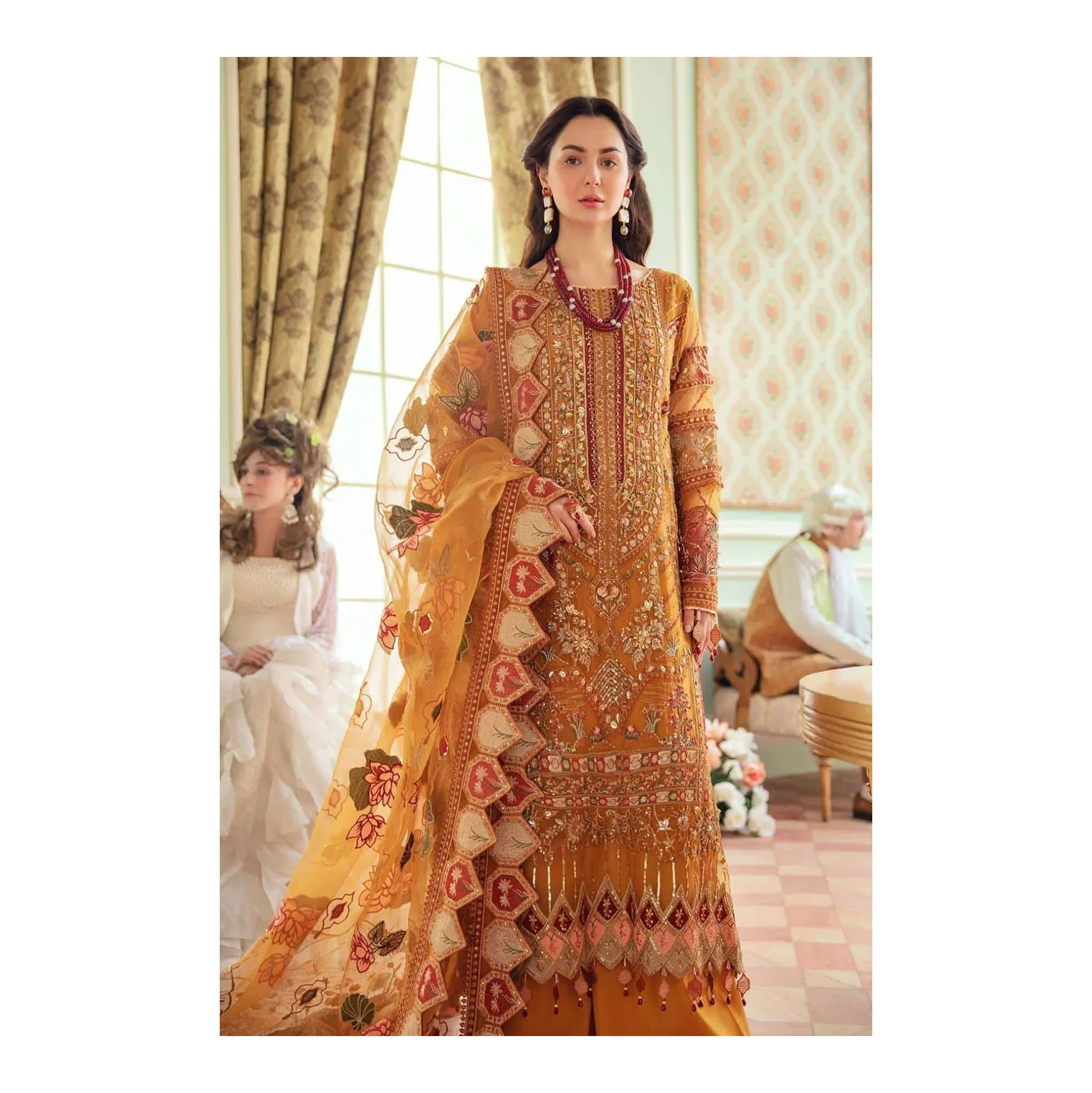 Paquistanês impresso gramado vestidos/Punjabi terno impresso salwar kameez/senhoras ternos readymade