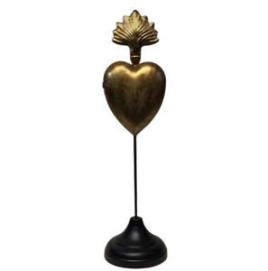 Juego de 2 Piezas de Diferentes Tamaños, Sagrado Corazón de Metal con Acabado Antiguo y Base de Metal Negro para Decoración de Mesa, Regalo Católico - Product Image 2