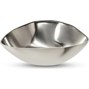 Tazón para Servir Color Plateado con Bordes Ondulados, Vajilla Decorativa de Diseño, Tazón para Servir Frutas Hecho de Acero Inoxidable Puro de Primera Calidad - Product Image 1
