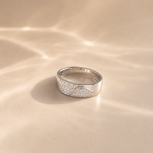 Celestia Wave CZ <b>Ring</b>-Gold Plated <b>Stainless</b> <b>Steel</b> Fashion Jewelry Vintage Geometric Inlay <b>Ring</b> - Product Image 5