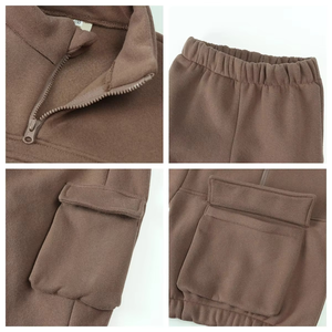 OEM Ensembles de vêtements unisexe pour garçons, ensembles de survêtements de jogging, ensemble vierge en polaire épaisse, automne-hiver, survêtement pour enfants - Product Image 2