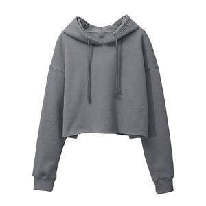 Sudadera recortada original de algodón para mujer, transpirable, de secado rápido, con logotipo personalizado, sudadera recortada de color sólido, sudadera recortada a la moda para mujer - Product Image 1