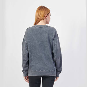 Vente en gros femmes blanc lavage goutte épaule sweat lourd détresse surdimensionné acide Vintage lavage à capuche pour les femmes - Product Image 4