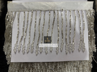 Dentelle à franges en perles de verre transparentes de qualité supérieure avec cristaux suspendus pour la décoration de sari, de chemisier, de dupatta, de lehenga et de vêtements