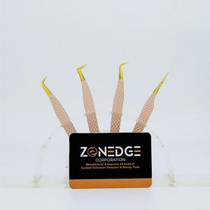 Pinzas profesionales para pestañas, puntas desnudas y doradas, pinzas para pestañas, agarre de diamante, punta de fibra con logotipo privado, pinzas para extensión de pestañas - Product Image 1