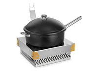 Chauffe-Plat Professionnel de Haute Qualité en Acier Inoxydable avec Support, Capacité 5L, Couvercle à Pression Hydraulique et Fenêtre en Verre – Équipement de Maintien au Chaud