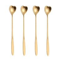 Cuillère à café en acier inoxydable Cuillère à mesurer Double extrémité Sucre Thé Cuillères à café Cuillère à soupe en or Accessoires d'outils de cuisine