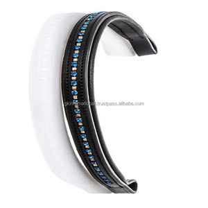 Durable Extra comodidad suave acolchado canal vacío cuero caballo ceja banda incrustaciones cristales decorativos diamante mega Bling ceja banda - Product Image 5