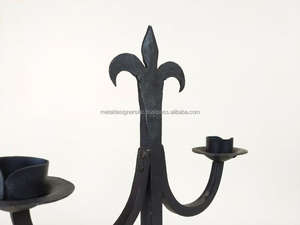 Lustre de bougeoir en fer forgé à la main en fer forgé, grand rustique - Product Image 4