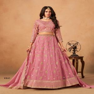 Belle Organza Avec Broderie Lehenga Choli Fabricant Et Fournisseur De Surat À Bon Marché - Product Image 1
