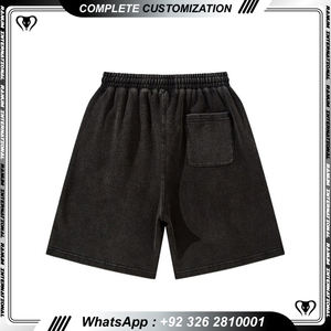 Pantalones cortos deportivos atléticos ligeros de diseño personalizado 100% pantalones cortos de lavado ácido de algodón con bolsillo lateral - Product Image 2