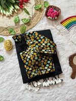 Sari en coton MULL, collection exclusive, avec blouse prête à porter, en faux georgette, motif floral, extensible, respectueux de l'environnement
