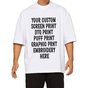 Camiseta de gran tamaño personalizada de alta calidad 100% peinado preencogido de algodón de talla grande camisetas de etiqueta privada de gran tamaño camisetas para hombre - Product Image 3