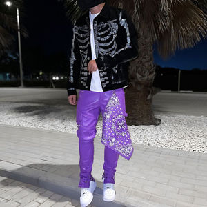 <b>Men's</b> Custom High Quality Casual Flared <b>Jogger</b> Track Pants Patchwork Embroidered Elastic Waistband <b>Men's</b> Stacked Flare - Product Image 5