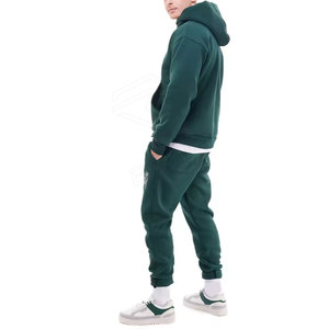 Chándal personalizado de alta calidad con estampado de algodón abullonado para hombre, ropa deportiva de Fitness Unisex con logotipo gris de gran tamaño, estilo liso - Product Image 3