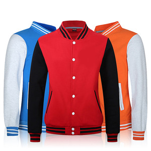 Custom Canvas Varsity Jacket Black Wool Stand Collar Striped Ribbed Cuffs Hem <b>Covered</b> <b>Button</b> Closure Unisex Letterman - Product Image 1