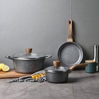 Set Peralatan Masak Panci Satu Anti Lengket Berlapis Granit Marmer Berkualitas Tinggi