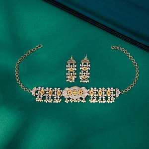 Impresionante y exclusiva colección de collar de Gargantilla oxidada impecable con dos tonos chapados - Product Image 1