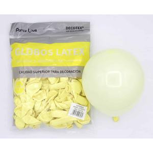 Ballons en latex Party Love 12 cm jaune pastel, sac de 100 pièces, décoration - Product Image 1