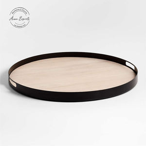 Factory Wholesale Set of 2 Handcrafted Wooden <b>Trays</b> with <b>Metal</b> Handle Ideal for Hotels and Restaurants - Product Image 2