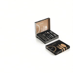 24-Piece Stainless Steel Durable Minimalist <b>Dinnerware</b> <b>Set</b> with NIGHT Polished Chrome Finish Eme Brand Dishwasher Safe - Product Image 2