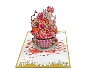 New 2023 Valentine 3D popup card with basket full of Chocolate in heart shapes from VietNam HMG Supplier