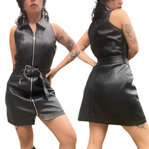 Veste en cuir sans manches pour dames Manteau de qualité supérieure en cuir véritable noir fait à la main Vestes pour femmes - Product Image 1