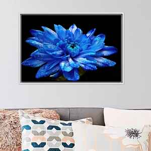 Toile d'art sur toile avec motif de fleurs bleues élégantes, cadeau mural imprimé pour maman, 1P : encadré blanc - Product Image 1