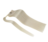 Queue de cheval à enrouler double épaisseur, 60 couleurs, blond platine, en cheveux humains vierges Remy russes européens, extensions DIY à faire soi-même à la maison