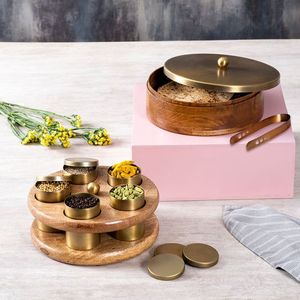 Boîte à épices en laiton artistique pour une utilisation décorative et fonctionnelle en cuisine, mettant en valeur l'artisanat traditionnel indien - Product Image 3