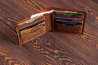 Dompet Pria Kulit Asli Coklat Minimalis Saku Depan Tipis Anti RFID Model Vintage dengan Bukaan Terbuka LBW-0114