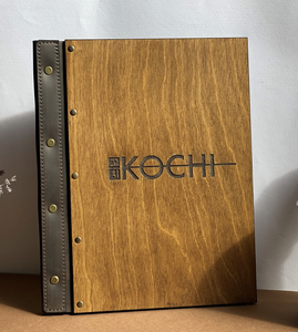 DIVRIS Porte-menu en bois brun en gros avec pages rechargeables pour restaurants et cafés, reliure en cuir, anneaux métalliques - Product Image 3