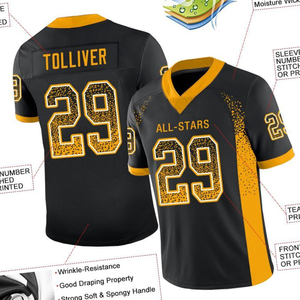 Camiseta de Fútbol Americano Personalizada con Nombre y Número, Uniforme de Equipo Sublimado de Malla Transpirable de Alta Calidad para Entrenamiento Masculino - Product Image 4