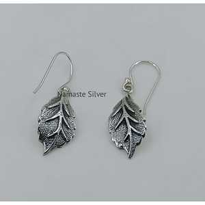 Handmade 925 Sterling Silver Dangle Drop Earrings Women's Boho Silver <b>Leaf</b> Design Unique Plant Pattern Gift - Product Image 6